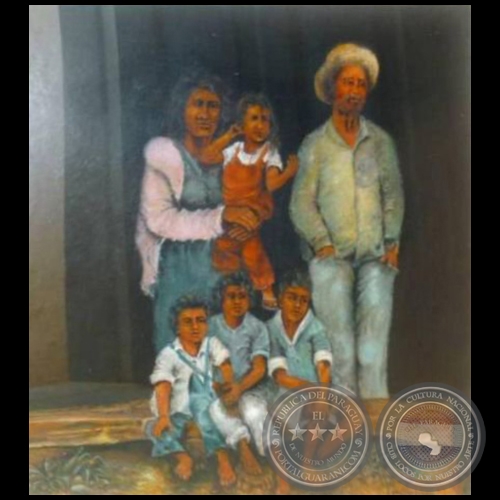 Familia del campesino - Pintura a la tmpera - Obra de Vicente Gonzlez Delgado